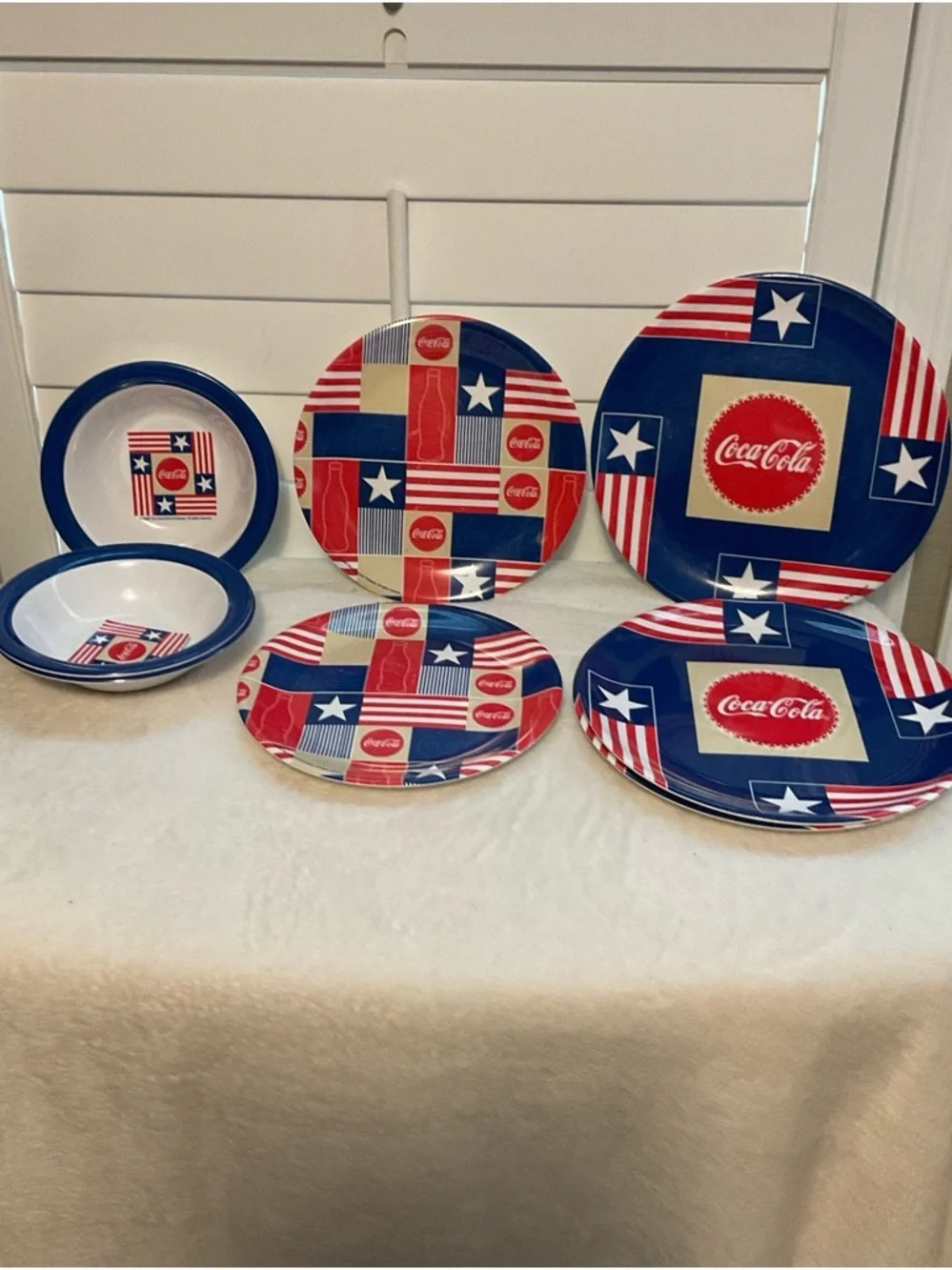 Coca Cola Red, White & Blue Americana Dinnerware Set